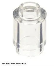 LEGO Trans-Clear 1x1 Round Brick (3062) - 100 New Pieces - Building Bricks