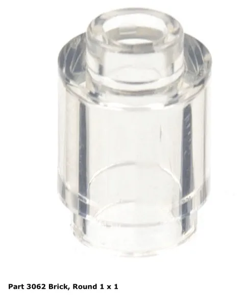 LEGO Trans-Clear 1x1 Round Brick (3062) - 100 New Pieces - Building Bricks