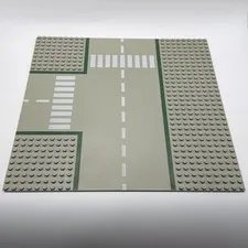Lego Old Light Gray Baseplate Road 32 x 32 9-Stud T Intersection