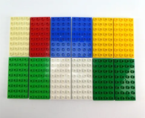 Lego Duplo Lot of 12 Thin Baseplates 4 x 8 Yellow Red Blue Green White Tan