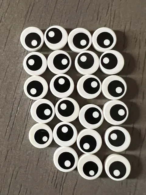 LEGO 98138pb007 Tile Black Eye with Pupil Pattern 23 Pieces