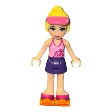 LEGO Friends Minifigure STEPHANIE Purple Skirt Orange Skates frnd106 Set #30204