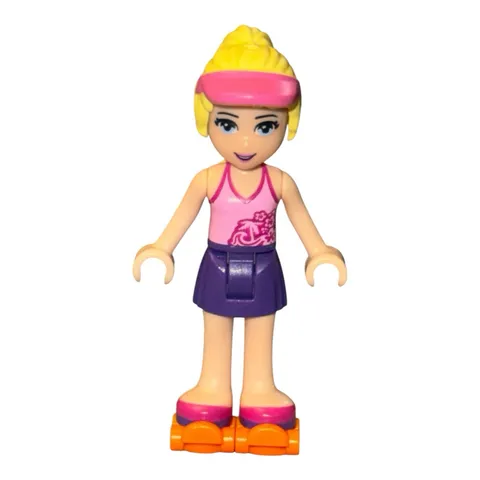 LEGO Friends Minifigure STEPHANIE Purple Skirt Orange Skates frnd106 Set #30204