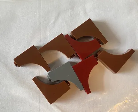 LEGO: 18653 Arch 1x3x2 Inverted, Mixed Colors, Reddish Brown, Dk Red, Dk Gray