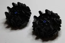 (2) LEGO 64712 Wheels Hard Plastic with Small Cleats and Flanges - Black