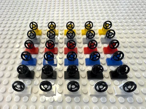 (30) LEGO Steering Wheel Lot-Red white blue black yellow grey- Car Vehicle