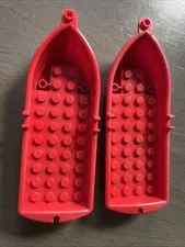 LEGO 2551 Red Boat 14x5x2 w/ Oarlocks & 2 Hollow Inside Studs 2 Pieces Faded