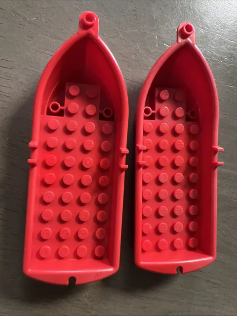 LEGO 2551 Red Boat 14x5x2 w/ Oarlocks & 2 Hollow Inside Studs 2 Pieces Faded