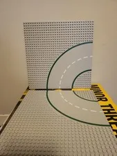 Vintage LEGO 32x32 Light Gray Curved Road Baseplate 609p01 Interlego AG Lot Of 2