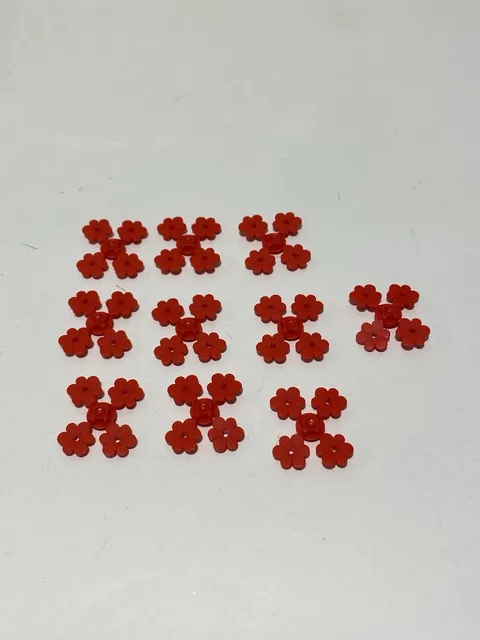LEGO Part 3742 Plant Flower Small -still On Sprue - Red Vintage New (x 10)