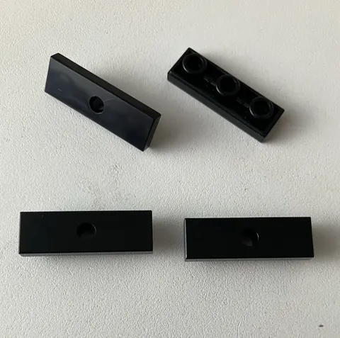 LEGO 4x NEW Black Tile Modified 1x3 Inverted with Hole BLACK #35459