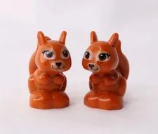 LEGO Squirrel Friends Elves Minifigure Dark Orange Reddish Brown Eyes  Lot Of 2