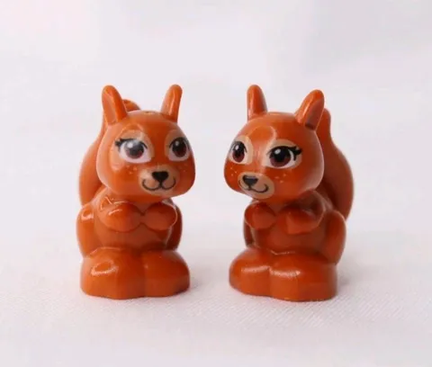 LEGO Squirrel Friends Elves Minifigure Dark Orange Reddish Brown Eyes  Lot Of 2