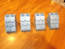 Lego Duplo 4 BLUE SHINGLE ROOF Overhang House Building Block Bricks