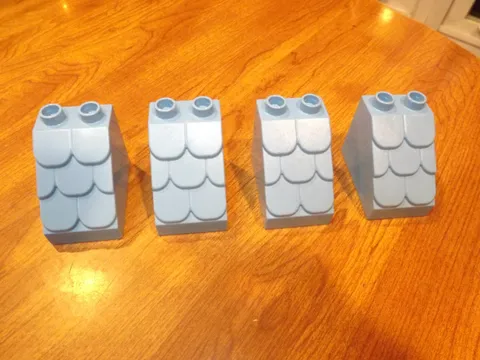 Lego Duplo 4 BLUE SHINGLE ROOF Overhang House Building Block Bricks