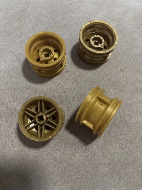 LEGO 56145 Wheel 30.4mm D x 20mm No Pin Holes Pearl Gold x4 Genuine