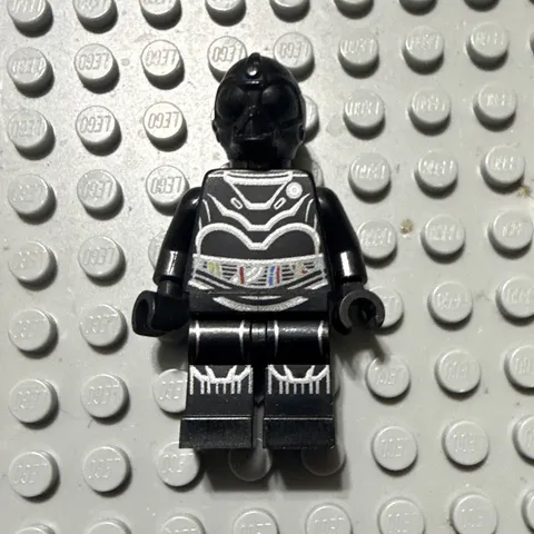 LEGO Minifigure Black Armor Suit w/ Helmet Silver Suit Print Plastic Figure