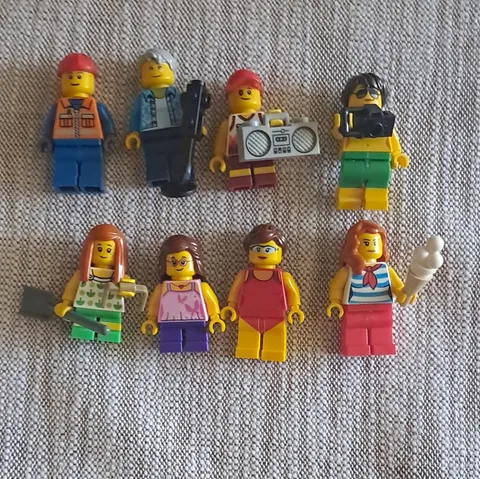 LEGO City Minifigures Lot of 8 Mixed Minifigures w/ Accessories Plastic