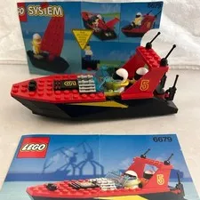 Vintage LEGO Town DARK SHARK Boat 6679 100% Complete w Instructions Mini Figures