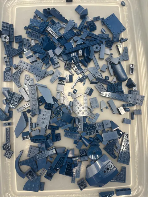 9 oz. Mixed Dark Blue Legos - standard blocks and unique pieces