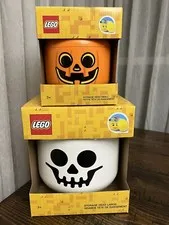 LEGO Large Skull & Small  Pumpkin Storage Heads Halloween NEW
