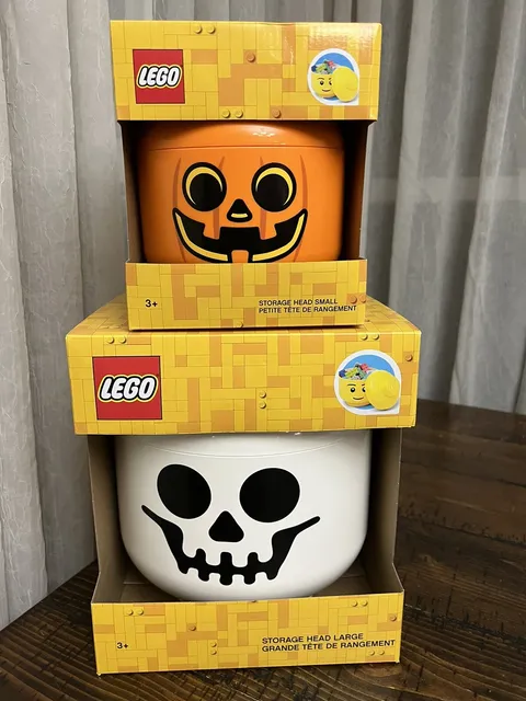 LEGO Large Skull & Small  Pumpkin Storage Heads Halloween NEW