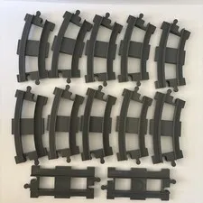 12 Lego Duplo Grey Train Track Straight Curve Lot