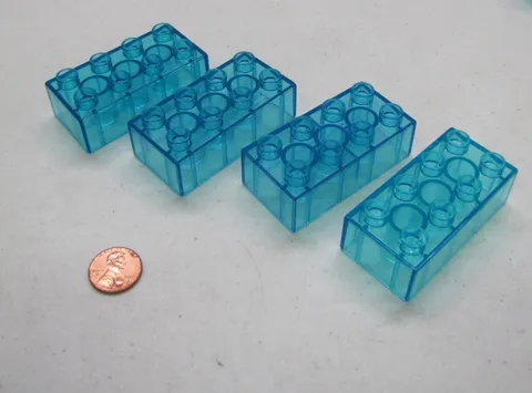 Lego Duplo 4 Clear Blue Translucent 2x4 Shimmery Water Ice Icy Block Lot