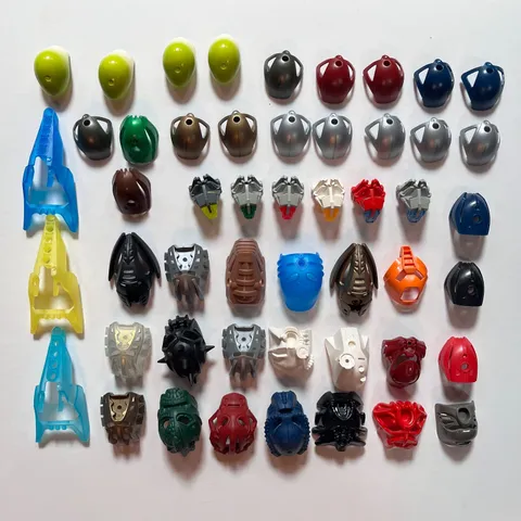 Lot of 50 LEGO Bionicle Plastic Masks – Mixed Colors & Styles & Heads