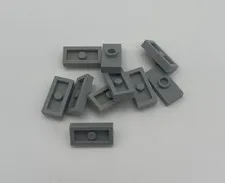 Lego 10x 3794a Plate 1x2 Tiles Modified with Center Pin Light Bluish Gray