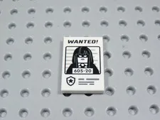 LEGO White 2x3 Printed Wanted Poster Female Girl Minifig BU