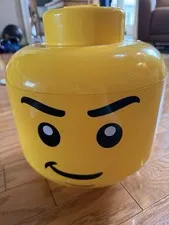 LEGO SORT & STORE MAD ANGRY FACE STORAGE CASE YELLOW LARGE HEAD CONTAINER wTRAYS