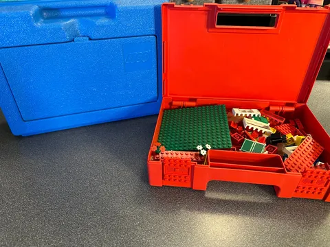 Vintage LEGO 1983 Blue Case & 1985 Red Case + Bulk Bricks Lot