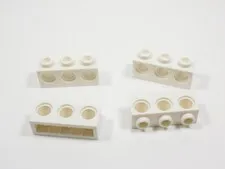 LEGO Lot of 4 White 1x4 Technic Bricks w/ Holes S4
