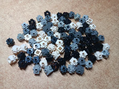 LEGO BULK LOT OF 94 MODIFIED 1X1 BRICKS STUDS ON 4 SIDES #4733 MIXED COLORS