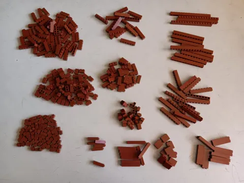 LEGO BULK LOT 370 REDDISH BROWN BRICKS 1X1 1X2 1X3 1X4 1X6 1X8 1X12 1X1X3 1X2X5