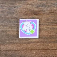 LEGO Friends White Tile 2x2 Horse Head in Medium Azure Heart Pattern 3068pb0756