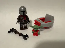 LEGO Star Wars Mandalorian Holiday Scarf Minifigure sw1170 & Grogu sw1173 75307