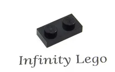 50 LEGO Black Plate 1 x 2 (3023) - (50 Pieces)