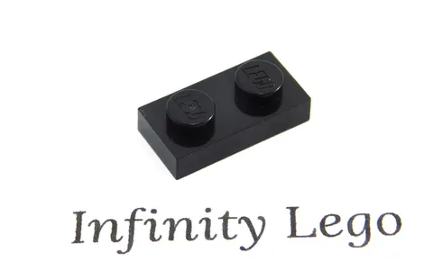 50 LEGO Black Plate 1 x 2 (3023) - (50 Pieces)