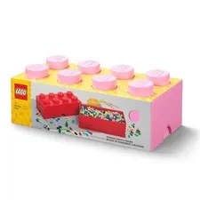LEGO Pink Storage Brick 8 Knobs Stackable 19.7 x 9.84 x 7.09 New Free Shipping