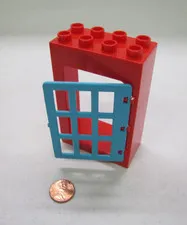 Lego Duplo Red & Blue Large Door Window Pane Unit Building Block 2X4X6