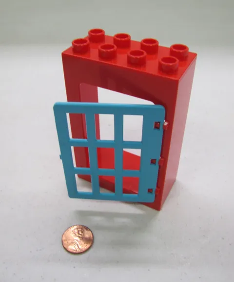 Lego Duplo Red & Blue Large Door Window Pane Unit Building Block 2X4X6