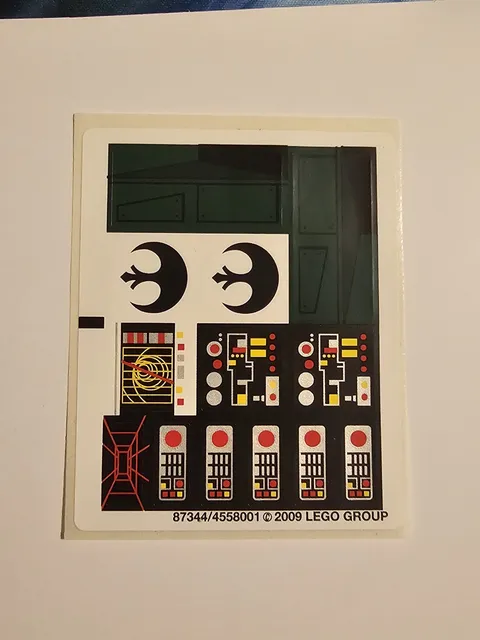 Lego Sticker Sheet from Star Wars set 7754 (Home One Mon Calamari Star Cruiser)