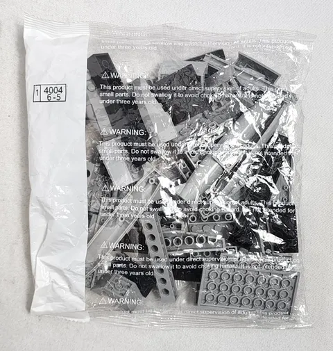 Lego Sealed Bag - Unknown Set Replacement Parts Bag 1 4004 6-5 Gray & Black