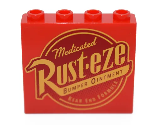 LEGO Cars Red 1x4x3 Printed Panel Rust-eze Bumber Ointment 10745 10732 6185461