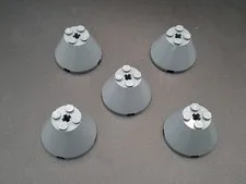 LEGO - 5x - Cone - Cone - 4x4x2 with Axle Hole - Dark Grey - Grey - 3943b