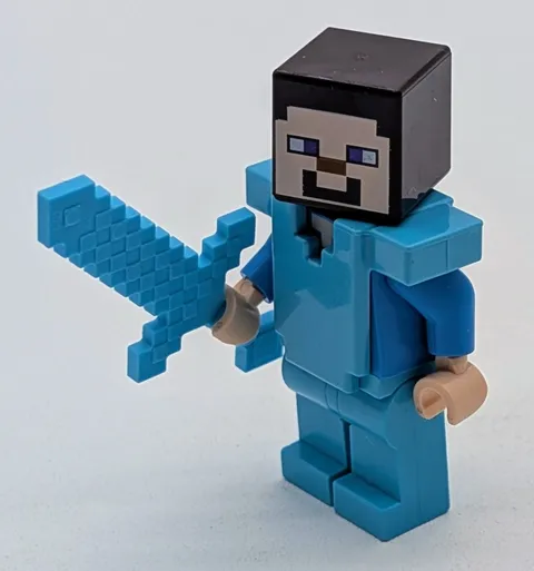 Lego Minecraft Steve Minifigure Azure Armor 21130 Mini Figure