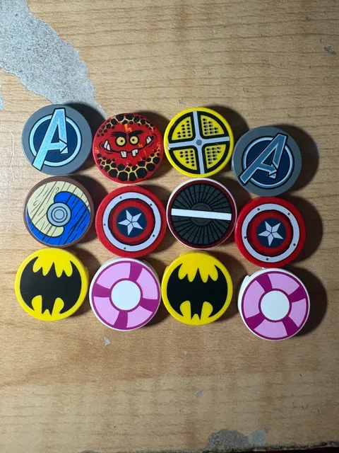 Lego 2x2 round tiles (14769) Stickers & Prints you pick. See description! Marvel