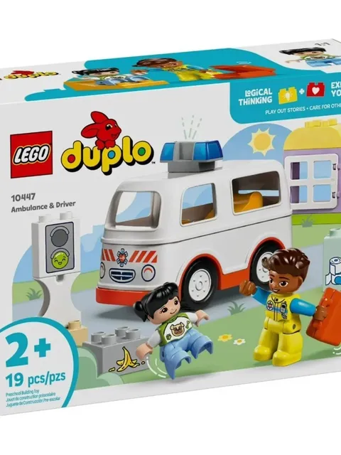 LEGO DUPLO Town Ambulance & Driver Building Toy Playset - #10447 Brand New